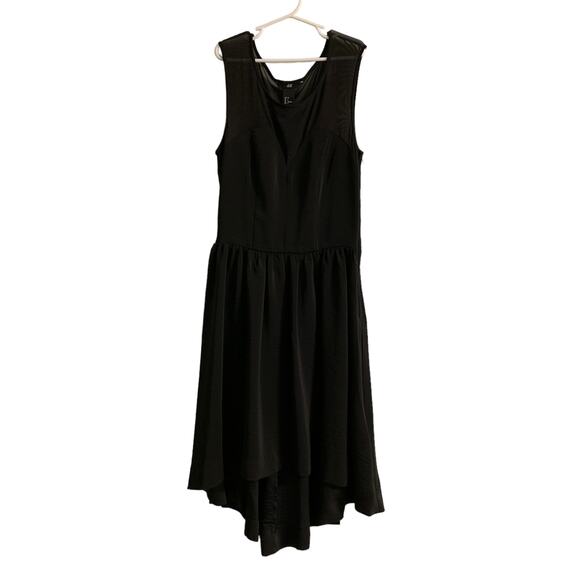 H&M women High low Flared skirt black dress sz 4 semi sheer solid - Picture 5 of 15